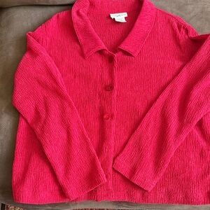 TravelSmith Vibrant Pink Button-Down Shirt. (D)